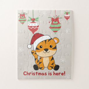 Tijgerkerstsneeuw winterdieren tijger jigzaag P Legpuzzel