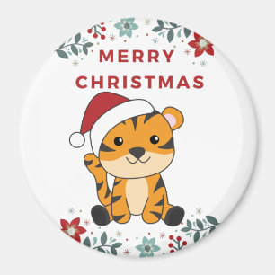 Tijgerkerstsneeuwwinterdieren Tiger Magnet Magneet