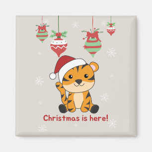 Tijgerkerstsneeuwwinterdieren Tiger Magnet Magneet
