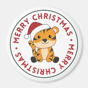 Tijgerkerstsneeuwwinterdieren Tiger Magnet Magneet