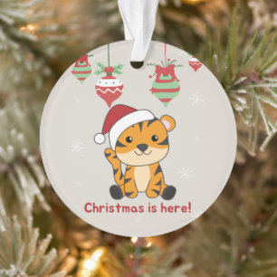 Tijgerkerstwinter winterdieren tijgerversiering ornament
