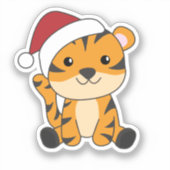 Tijgerkerstwintersneeuw Sticker (Voorkant)