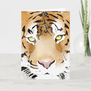 Tijgerkop Aquarel Dier Feestdagen Kaart
