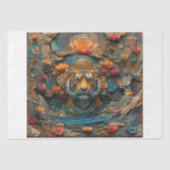 Tijgerkop met bloemen en steencollage tissuepapier (Voorkant)