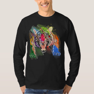 Tijgerkop met kleurrijke wilde dierentuin voor tij t-shirt