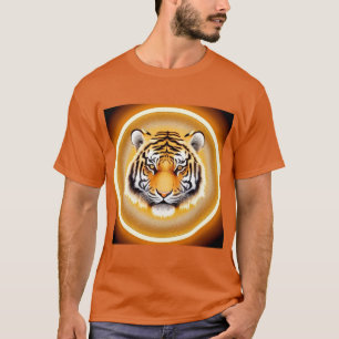 Tijgerkop omlijst met gouden gloeiende aura t-shirt