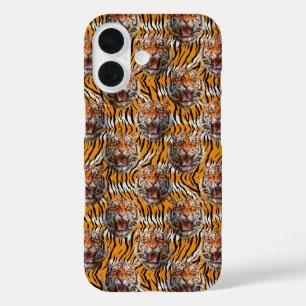 Tijgerkop op tijgerhuid Animal Print Design iPhone 16 Hoesje