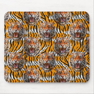 Tijgerkop op tijgerhuid Animal Print Design Muismat