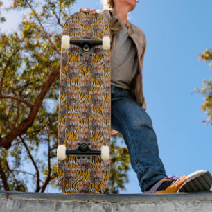 Tijgerkop op tijgerhuid Animal Print Design Skateboard