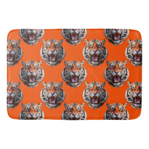 Tijgerkop Patroonontwerp Oranje Badmat
