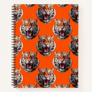 Tijgerkop Patroonontwerp Oranje Notitieboek