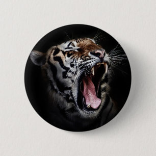 tijgerkop ronde button 5,7 cm