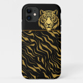 Tijgerkop tijgerstrepen zwart goud Case-Mate iPhone case (Achterkant)