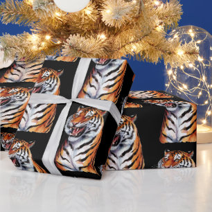 Tijgerkop Zwart Trendy Cadeaupapier