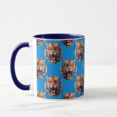 Tijgerkoppatroonontwerp Blauw Mok (Links)