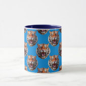 Tijgerkoppatroonontwerp Blauw Mok (Midden)