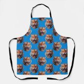 Tijgerkoppatroonontwerp Blauw Schort (Voorkant)