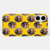 Tijgerkoppatroonontwerp Geel Case-Mate iPhone Case (Achterkant (horizontaal))