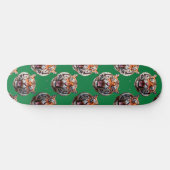 Tijgerkoppatroonontwerp Groen  Skateboard (Horizontaal)
