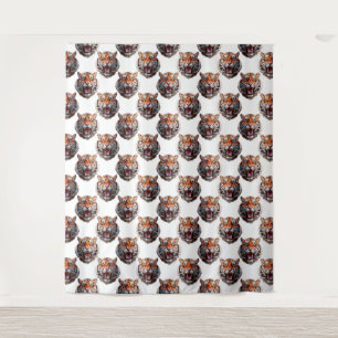 Tijgerkoppatroonontwerp - Wit Wandkleed