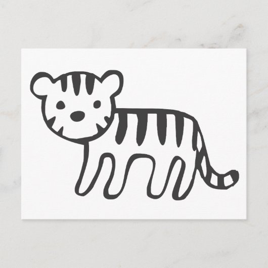 Tijgerkubus in zwarte en witte schets briefkaart (Voorkant)