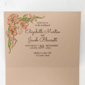 Tijgerlelie All in One Trouwkaart Drieluik Uitnodiging (Binnenzijde eerst)