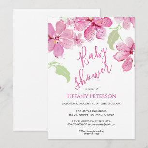 Tijgerlelie Clematis Roze Bloemen Baby Shower Kaart