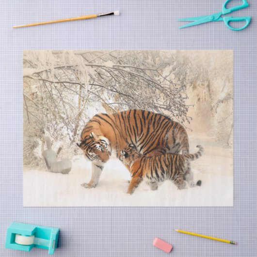 Tijgermoeder en baby tissue papier (Craft)