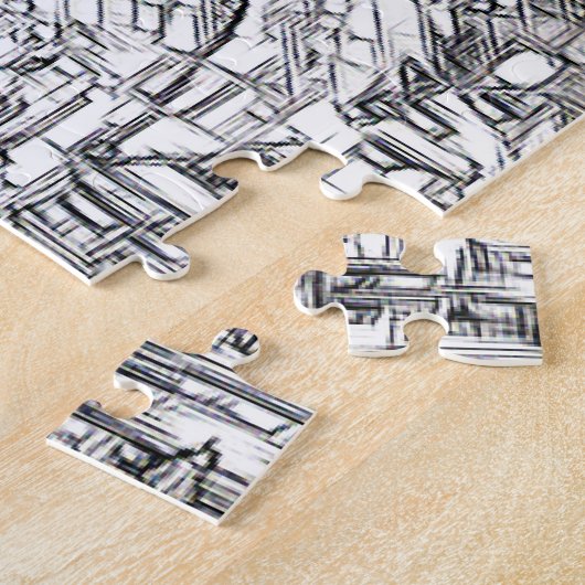 TijgermozaïekTegels in zwart-wit Legpuzzel (Zijkant)