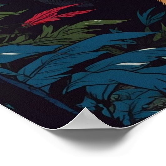 Tijgermuur Poster, Japanse kunststijlillustratie Poster (Hoek)