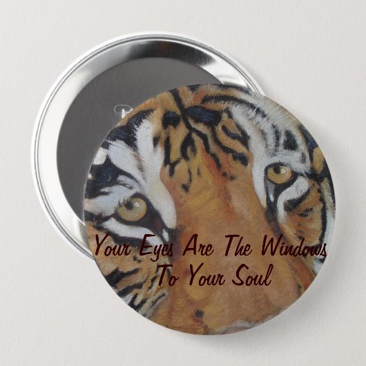 tijgerogen grote katachtigen ronde button 4,0 cm (Voorkant /achterkant)