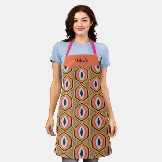 Tijgerogen in Oranje geel roze design Schort (Gedragen)