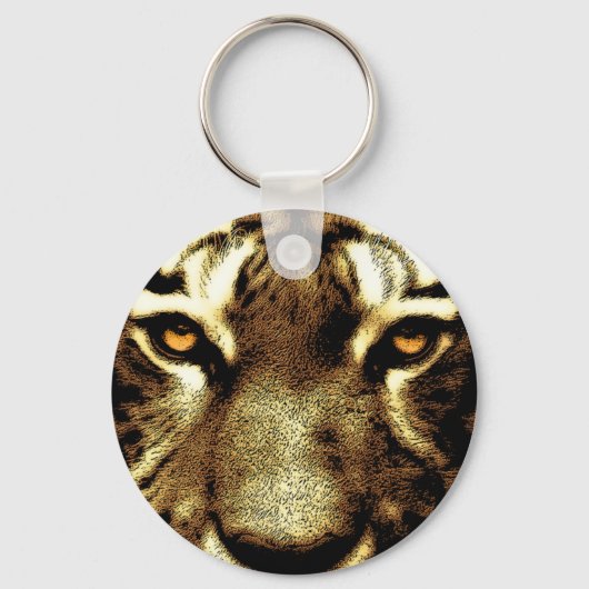 Tijgerogen Wilde Dieren Basic Button Sleutelhanger (Voorkant)