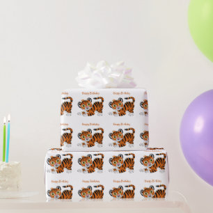 Tijgerontwerp verjaardagscadeau cadeaupapier