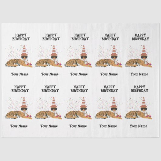 Tijgerpartij - Dieren van de geboorte van een kind Tissuepapier (Voorkant)