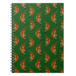 Tijgerpatroon met groene achtergrond notitieboek