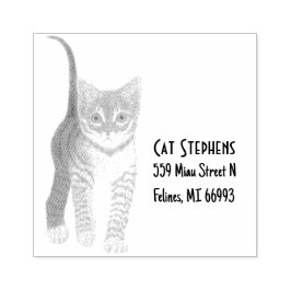 Tijgerpoes Houten Stempel Met Tekst