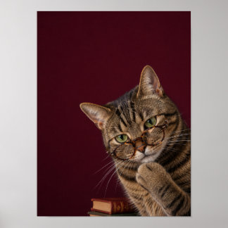 Tijgerpoes Muur Kunst — Boekengeleerde Huisdier Po Poster