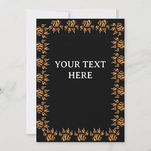 Tijgerpoot Tekenrand Lege aangepaste tekst Kaart (Voorkant)