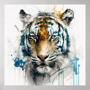 Tijgerportret Dierenschilderij Wildlife Outdoors Poster