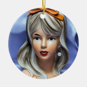 Tijgerpot Vaas Oranje Strik Midden Jaren 60 Modern Keramisch Ornament