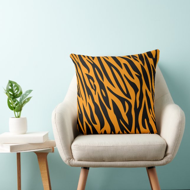 Tijgerprint - Classic Animal Stripe Pattern Kussen (Stoel)