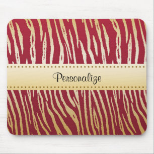 Tijgerprint Elegant Rood en Goud Dierenpatroon Muismat