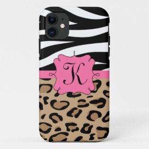 Tijgerprint en Luipaardprint Persoonlijk Monogram iPhone 11 Hoesje