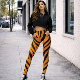 Tijgerprint Oranje Zwart Halloween Leggings