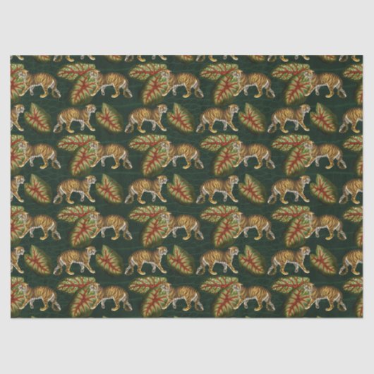 Tijgers en bladeren op groene ontkoppeling tissuepapier (Voorkant)