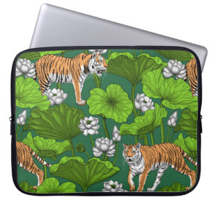 Tijgers in de witte lotusvijver laptop sleeve
