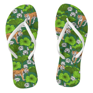 Tijgers in de witte lotusvijver teenslippers