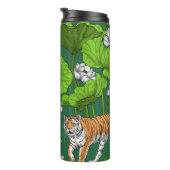 Tijgers in de witte lotusvijver thermosbeker (Geroteerd rechts)