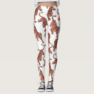 tijgers, met de hand getekend naadloos patroon. leggings